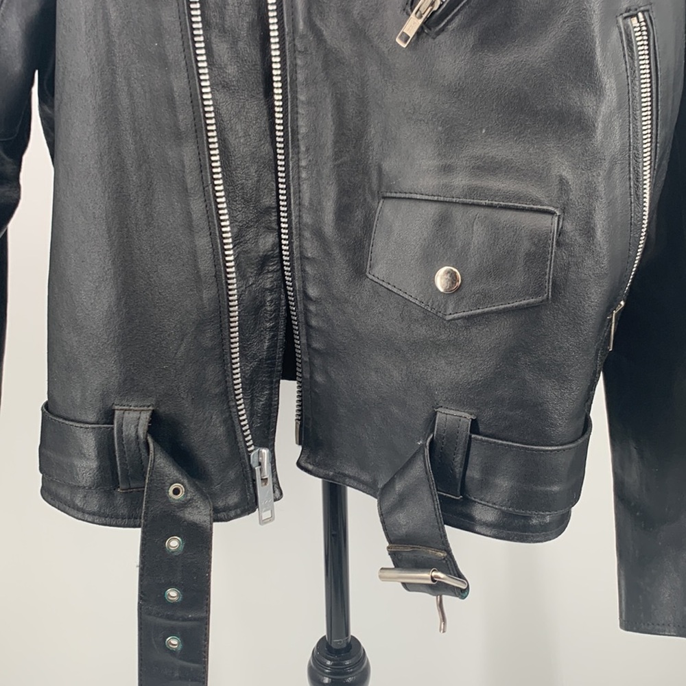 Niki Leather Jacket size XL Black Motorcycle jacket vintage - Picture 4 of 15